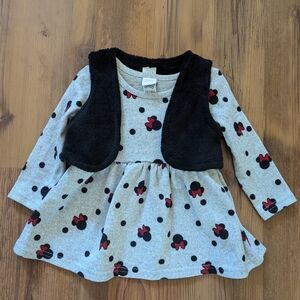 Like New Disney Minnie Mouse Dress with Black Vest